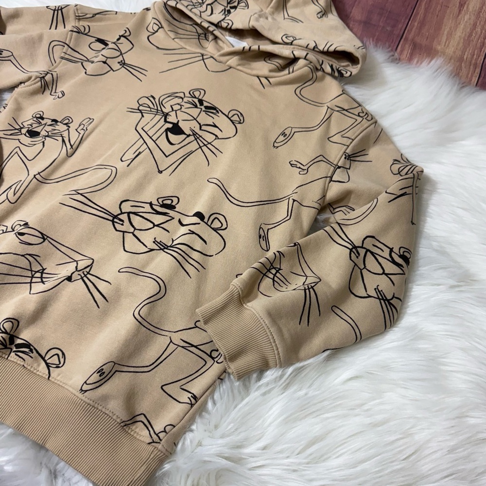 H&M Pink Panther All Over Print Pullover Tan Hoodie - Boys Size 6X-7 - Picture 6 of 14